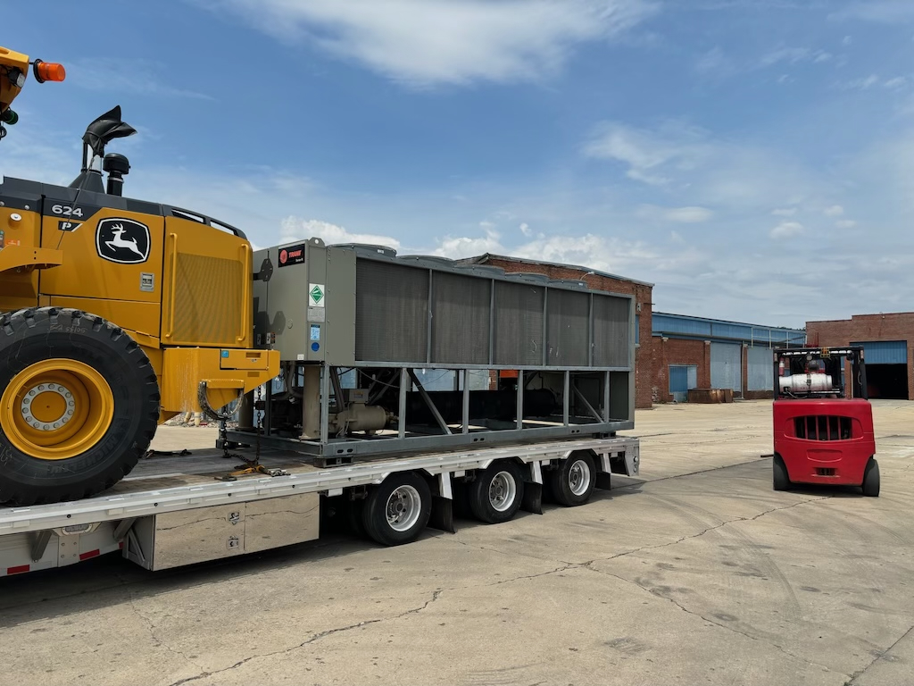 Pedowitz Machinery Movers Midwest Riggers Bloomington Illinois Auction Rigging Trane Series R Chiller